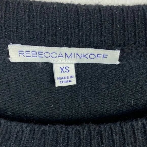 Rebecca‎ Minkoff Cashmere Blend Knit Fringe Star Sweater Black Western Size XS - Picture 5 of 13